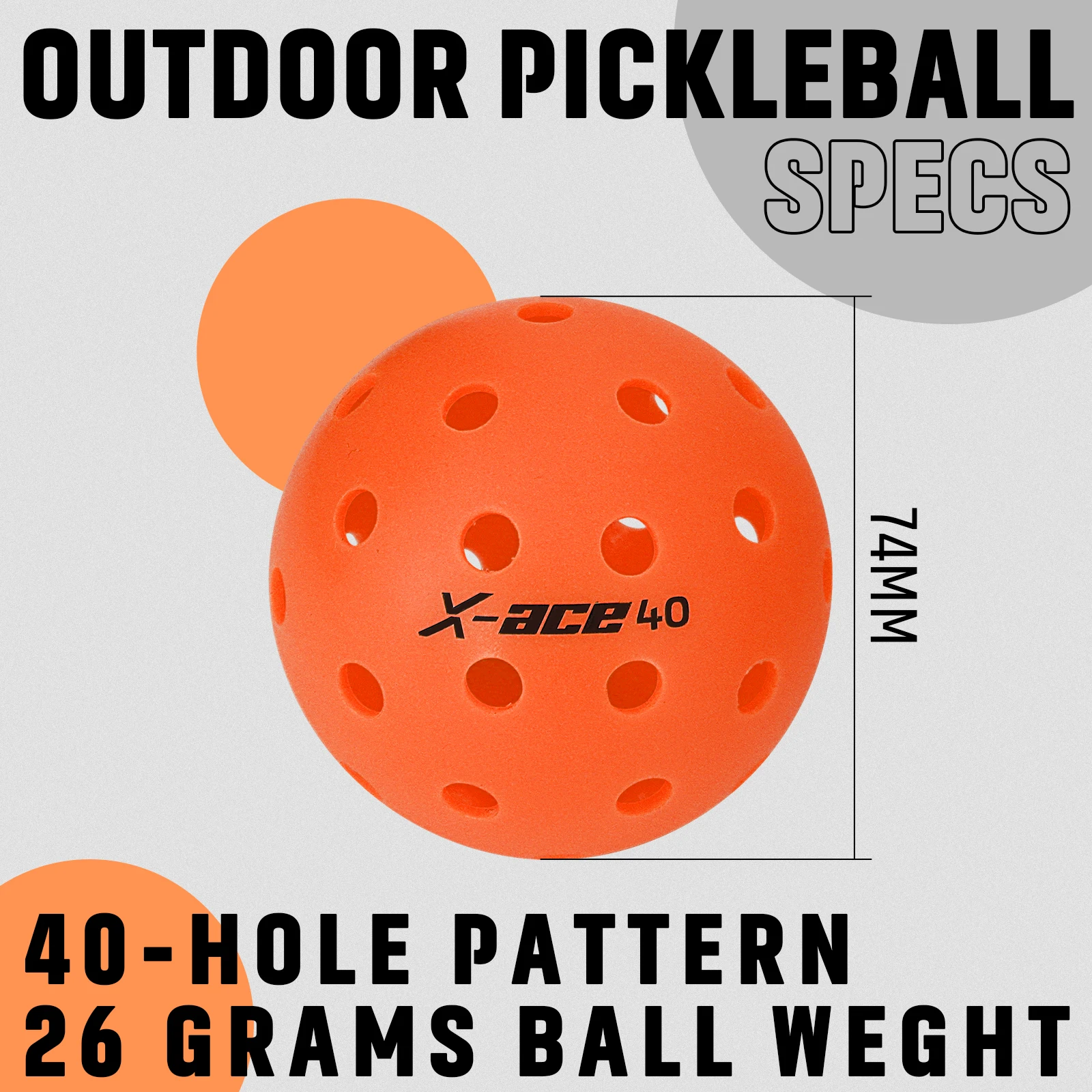 AMASPORT X-ACE Pickleballs-40 Hole Outdoor Balls Crack-Resistant ONE PIECE Balls-100% POP for Indoor and Outdoor Training