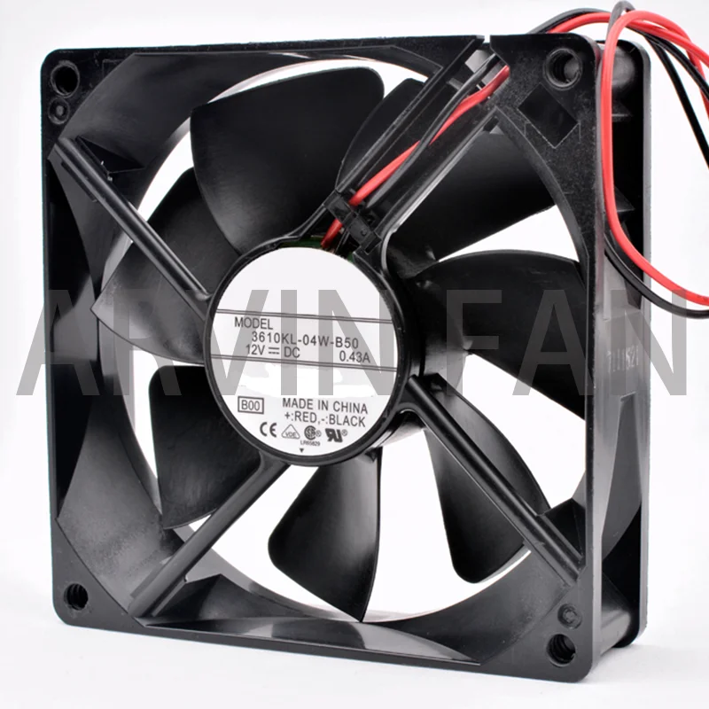 3610KL-04W-B50 9cm 92mm Fan 92x92x25mm DC12V 0.43A 2 Wires 2pin Double Balls Large Air Volume Cooling Fan For UPS Power Supply