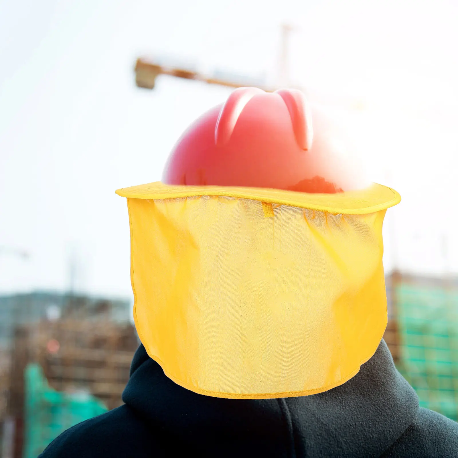 1Pcs Safety Hat Sun Visor Yellow Lightweight Foldable Sunproof Hat Brim Protective Curtain for Outdoor Construction Building