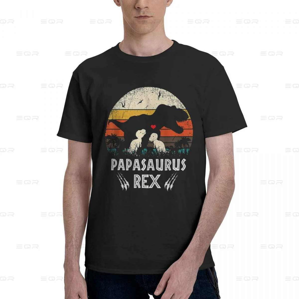 Papasaurus Men's round neck Oversized T-shirt,Hip Hop,Tee shirt Novelty all the year round Gift