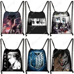 Anime Attack on Titan Drawstring Bag Shingeki No Kyojinv Women Backpack Levi Eren Shoes Holder Bookbag Teenager School Bags