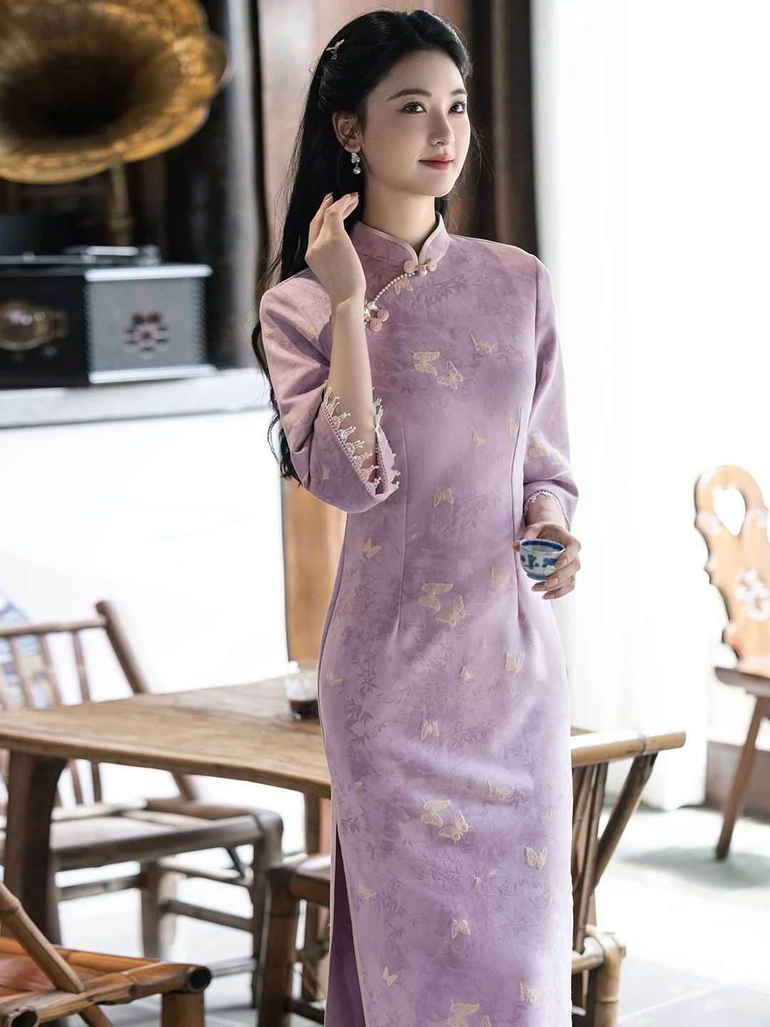 gonna-a-mezza-lunghezza-viola-da-ragazza-stile-vintage-con-collo-obliquo-e-spacco-basso-per-uso-quotidiano-di-alta-qualita