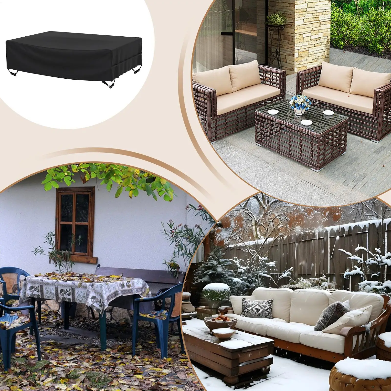 

Чехлы для уличной мебели 210D Оксфордский щит, набор чехлов для патио, водонепроницаемые уличные чехлы для крыльца, садовый лужайка, задний двор, внешний вид