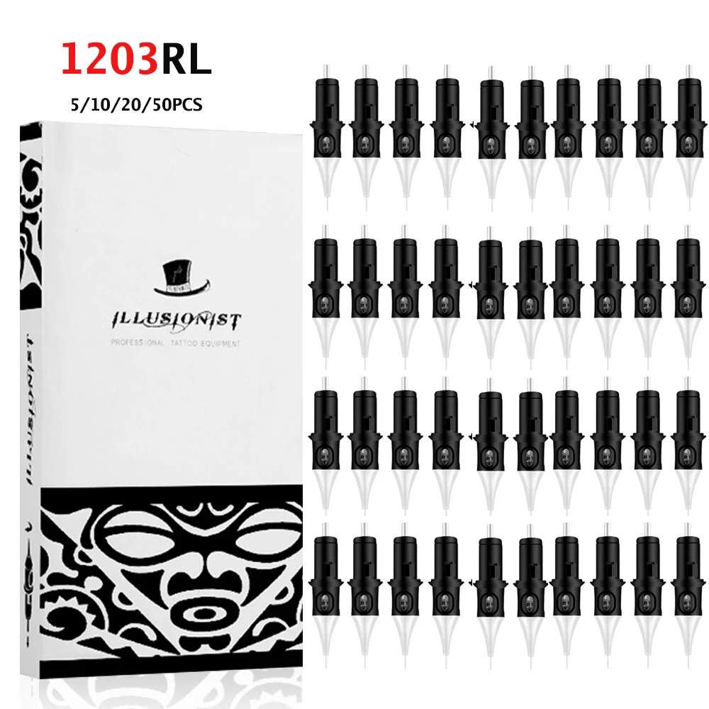 5/10/20/50 Uds. Agujas de cartucho de tatuaje profesional 1203RL aguja de tatuaje de seguridad esterilizada desechable para máquinas de cartuchos agarre