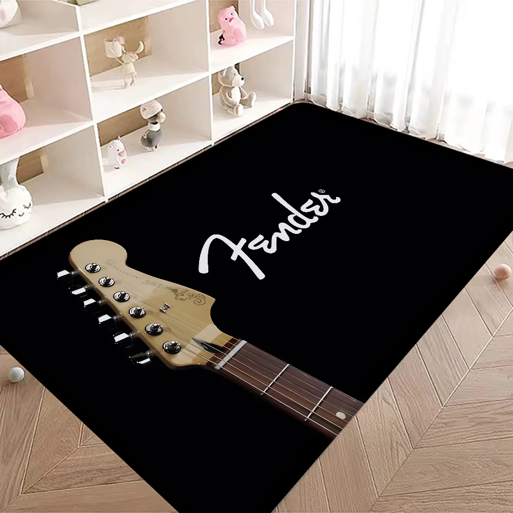 

F-Fender Guitar Floor Mat Non-Slip Laundry Room Mat Laundry Decor Balcony Child Living Room Bedside Mats