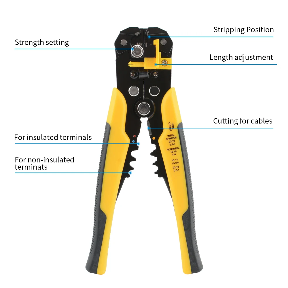 Professional Wire Stripper Pliers Multifunctional Crimping Stripping Tool for Electrician AWG24-10 Cable