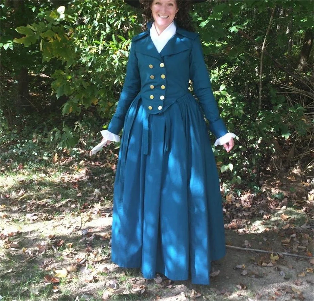 18th Century Hunting Dress Victorian Edwardian Period Women Riding Habit Cosplay Blue Ball Gown Vintage Walking Dress Custom