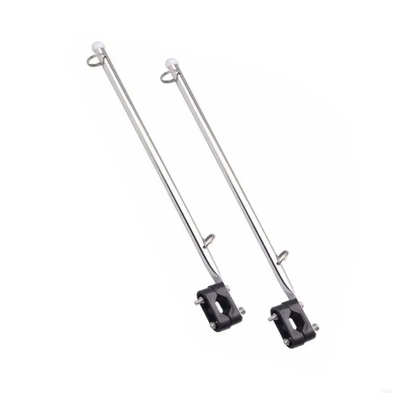 A0KE Vessel Flag Staff Metal Build With Black Nylon Slide Cord Weather Resistant Design Easy Mount Watercraft Hardware Piece