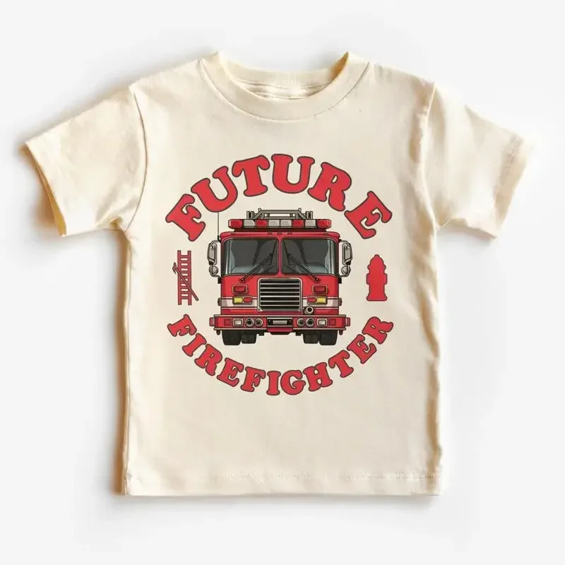 Future Firefighter Fire Engine Toddler T Shirt Truck Ladder Kids Outfit F