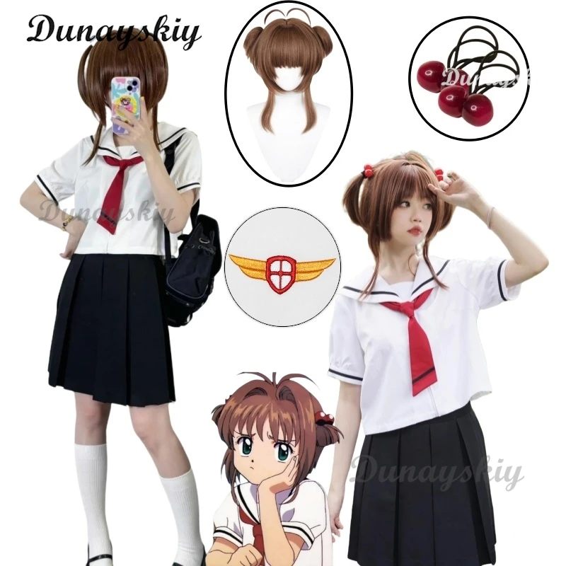 

Аниме Card Captor Sakura Kinomoto Sakura косплей костюм летняя женская школьная форма полный комплект вечерние карнавал японский-jiakei