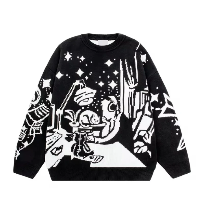 Y2k hip-hop women's street style retro Halloween Harajuku knitted sweater winter pullover loose EMO retro Gothic sweater top