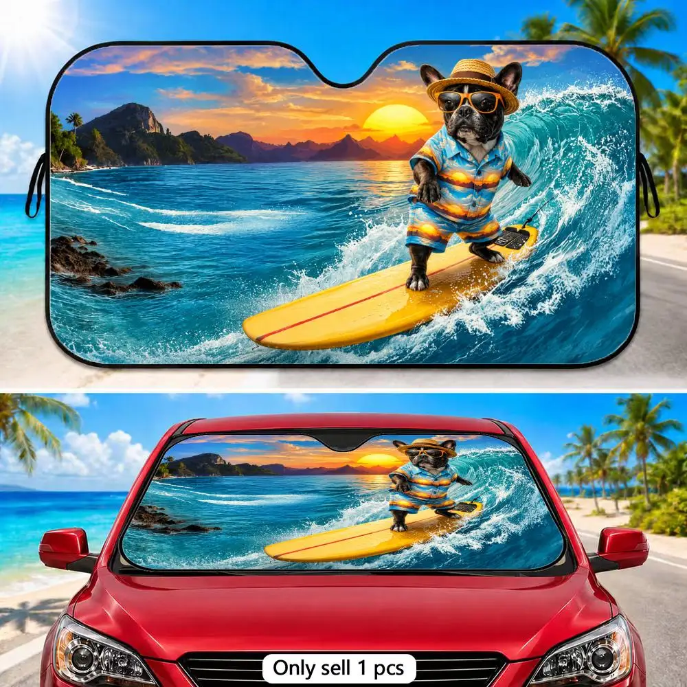 

Surfing Puppy Sun Visor Aluminum Foil Windshield Sunshade with Reflective UV Block Heat Insulation Foldable Universal Fit
