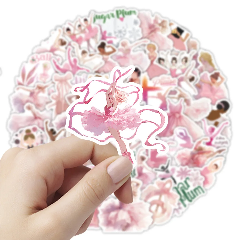 10/50PCS Pink Ballet Dance Stickers Exquisite for Laptop Scrapbook Bedroom Skateboard Phone Scrapbook Dorm Room Wall Bar Decals