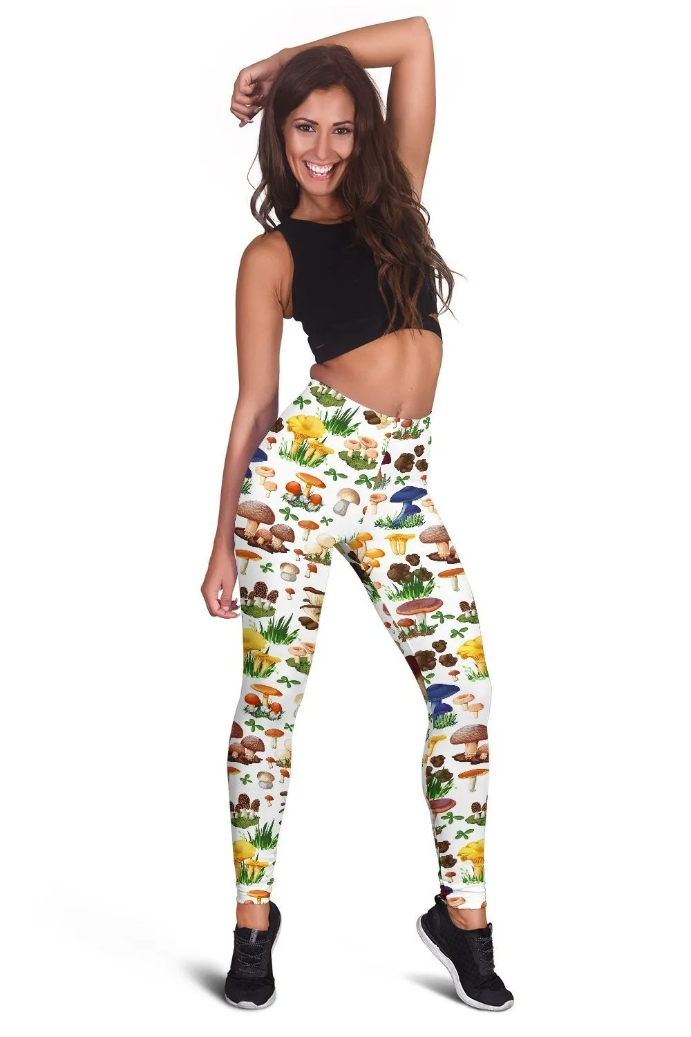 Leggings elásticos con estampado 3D de setas comestibles para mujer, Leggings ajustados, Sexy, gótico, Yoga, 01