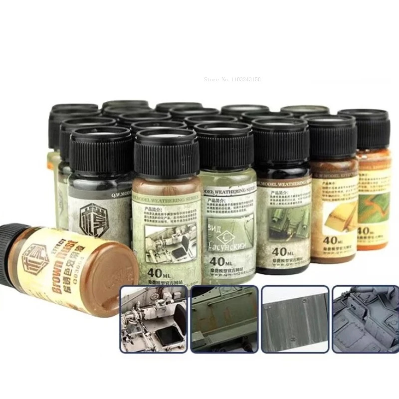40 مللي/زجاجة نموذج حرفي تأثير لون الصدأ السائل الطلاء وصمة عار تنظيف مسح الملحقات DIY بها بنفسك الإطارات نموذج الديكور التربة الصباغ