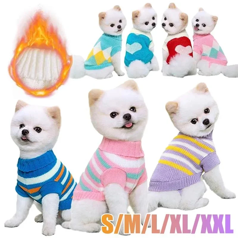 

1PC Warm Pet Dog Sweater Winter Dog Clothes for Small Medium Dogs Knitted Puppy Cat Coat Chihuahua French Bulldogs Yorkie