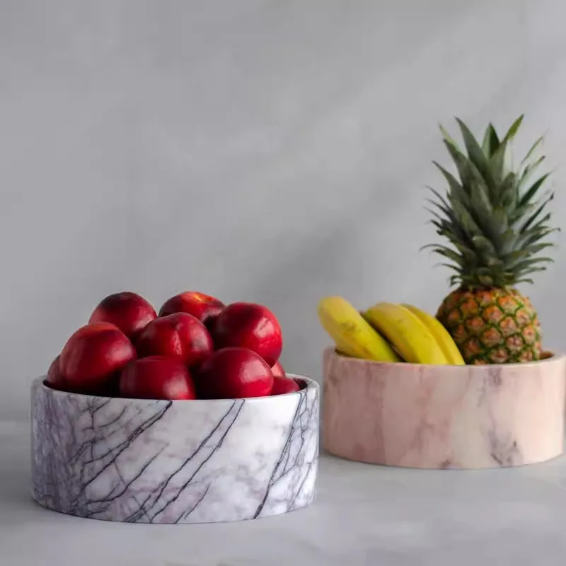 

Nordic light luxury natural marble fruit plate designer model room villa restaurant hotel desktop decoration fruit plate
