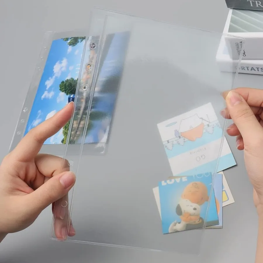 12 Uds. Carpeta A5 con bolsillos, sobres transparentes para efectivo, bolsa impermeable de PVC, protector de página para cuaderno de 6 anillas, carpeta, imágenes, archivos Organi