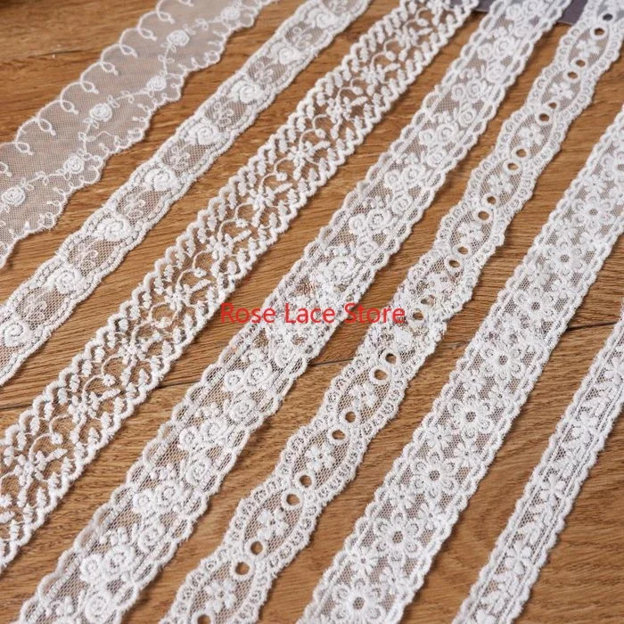 5 yard flower embroidery Lace Trim,  Ivory Cotton tulle trims, For Doll Dress, Costume Design,DIY sewing, Veil Edge,cosplay trim