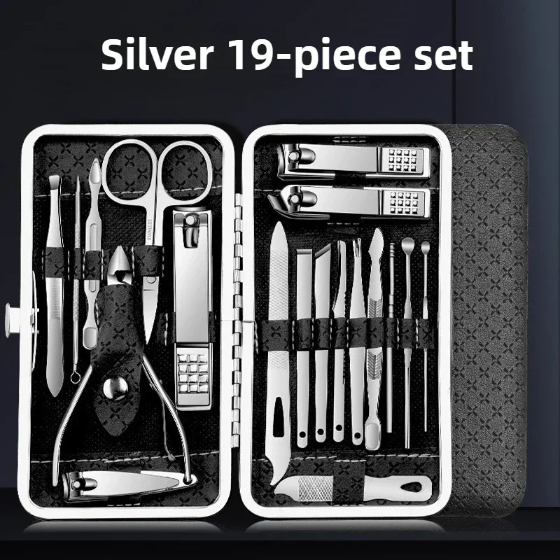 ‌ Juego de manicura de acero inoxidable, estuche plegable duradero y afilado, Kit esencial para lima cortaúñas ‌