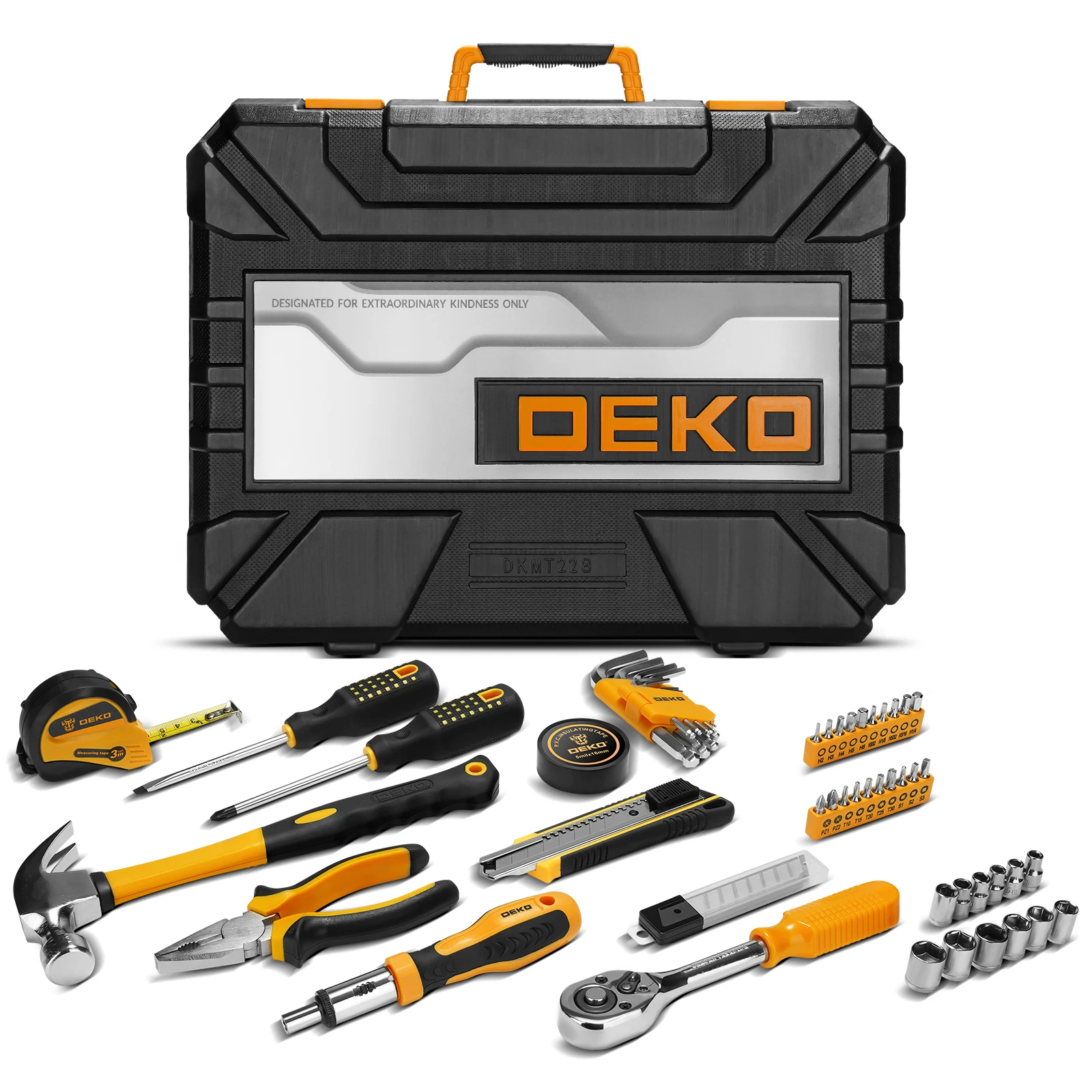 Imagem -03 - Deko-auto Repair Conjunto de Ferramentas Misturado com Toolbox Plástico Chave Soquete Combinação Pacote Hand Tool Kit Estojo 228 Pcs