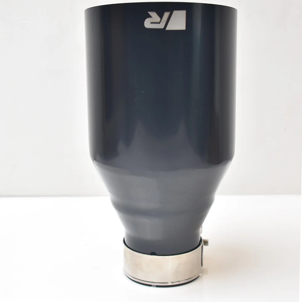 Rユニバーサルステンレス鋼車マフラーアクセサリーマットブラックスラッシュカットエンドパイプ自動車排気チップ