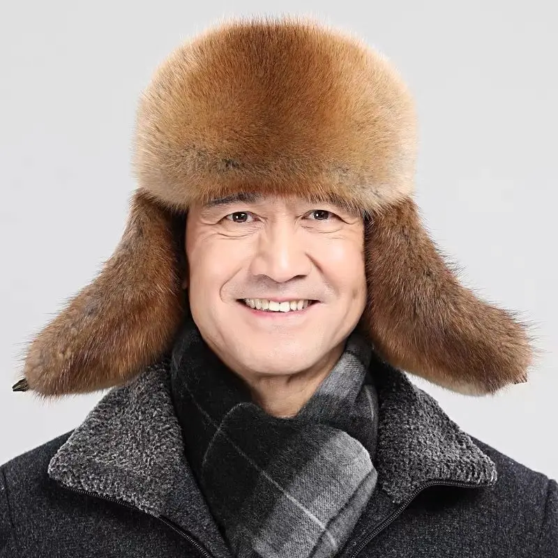 Imitation Cap Mink Skin Hat men\'s Old Winter men\'s Winter Winter Warm Dog Skin Hat Russian Toboggan