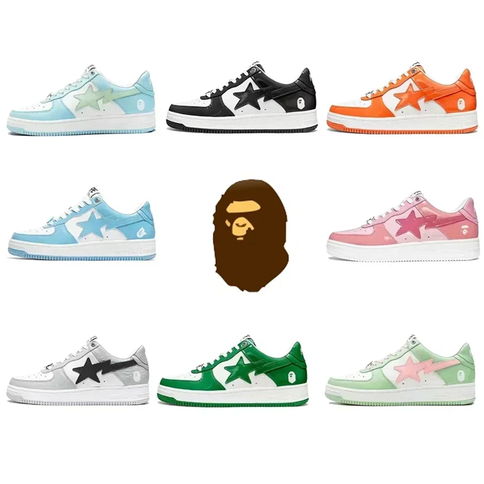 BATHING APE 남녀공용 바이브 BapeGoose 스포츠 스니커즈 유니섹스 에어 논슬립 통기성 바페스타 로우 야외 워킹화