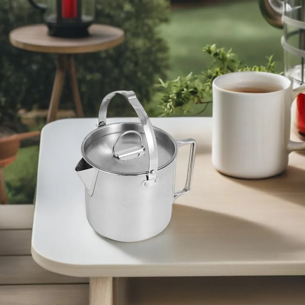 

Портативный чайник 1,2 л для кемпинга, из нержавеющей стали, для улицы, для чая и кофе, легкий, для кипячения воды, походный, для путешествий