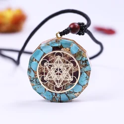 Energy Orgonite Pendant Chakra Necklace Jewelry Cube Reiki EMF Radiation Protection Natural Stone Necklace Amulet
