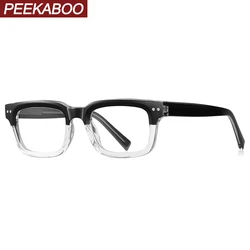 Peekaboo unisex thick square glasses frame for men TR90 clear lens anti blue light glasses for women CP acetate high quality
