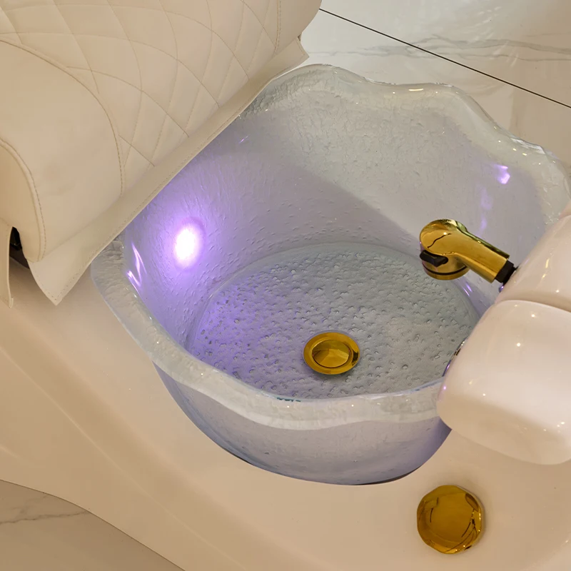 Chaise de pédicure avec lumière LED dans un bol, chaise de spa de pédicure, chaise de massage Shipetrol, salons et spas professionnels