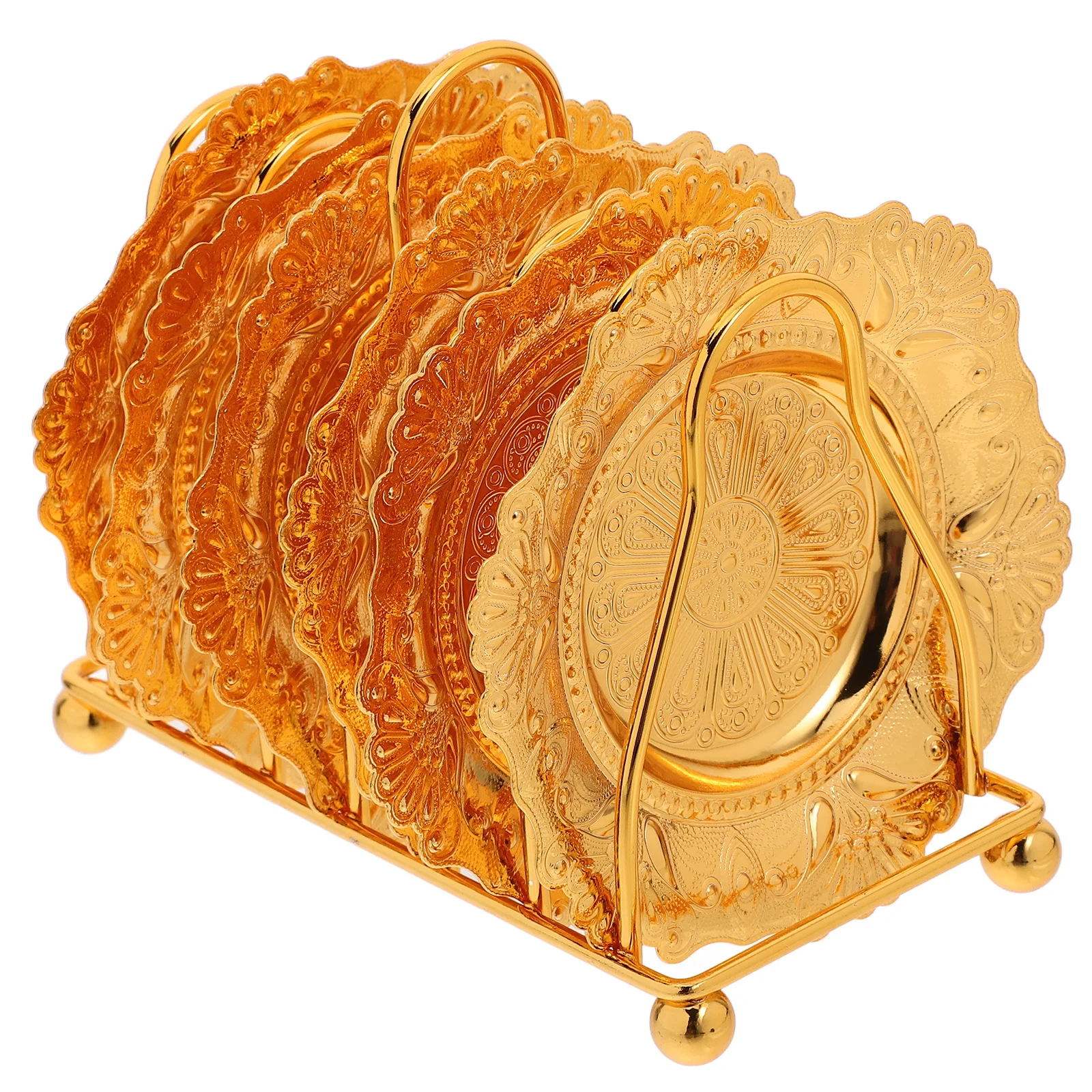 

6pcs Golden Metal Round Tray European Design Fruit Snack Dessert Plate Large Capacity Kitchen Tabletop Accessories Home