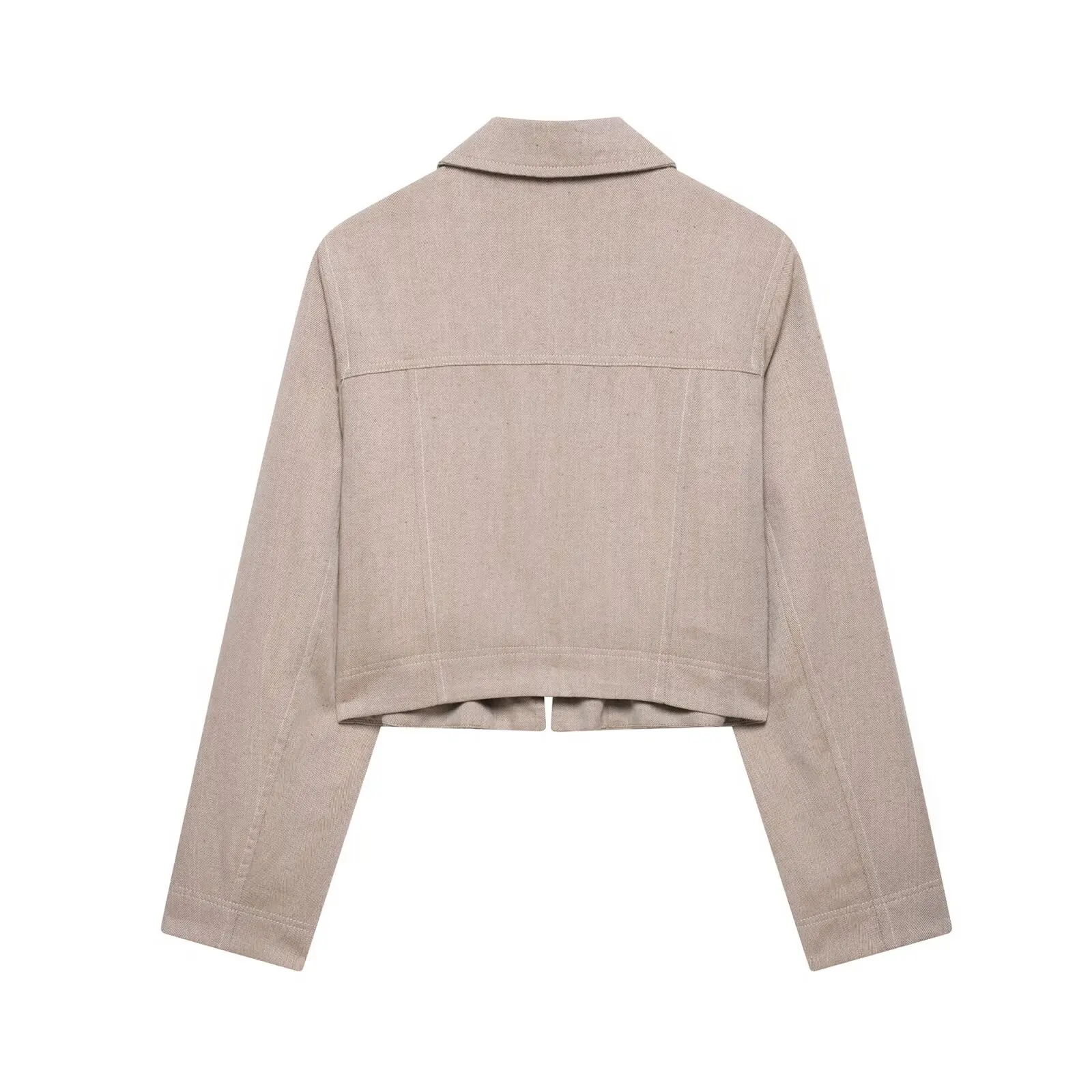 2025RARA متعرجة حك الحد الأدنى ركاب عادية طويلة الأكمام التلبيب سترة قصيرة مع عالية الخصر مستقيم بناطيل كاجوال