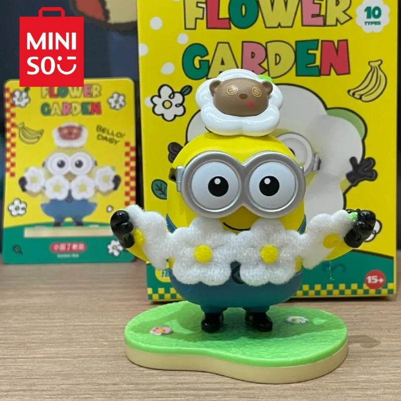 Miniso Minions Series Flower Park Anime Figures Minion Action Figure Doll Kawaii Pvc Ornament Birthday Gift For Toys