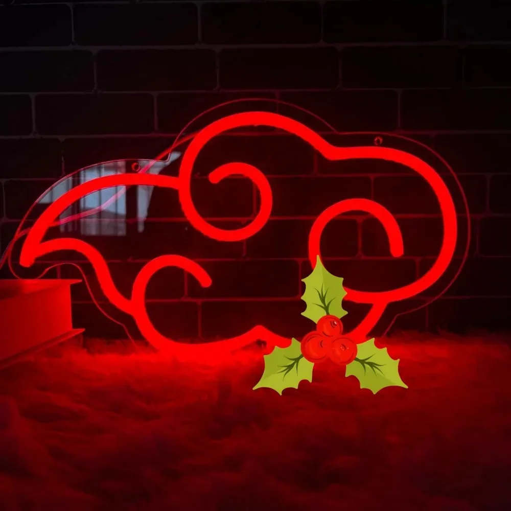 Red Cloud Shape LED Neon Light Warm Ambiance USB Dimmable Sign for Bedroom Decor Living Room Wall Art Cozy Home Lighting Gift