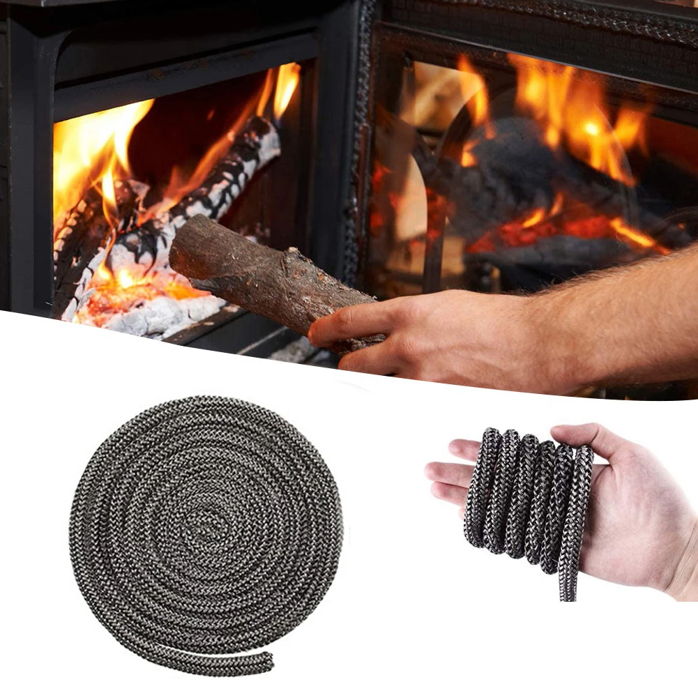 Sealing Cord Fiberglass Rope Seal 8/10/12/14/16mm Black Fiberglass For Chimney Fireplace Home Decor Replacement