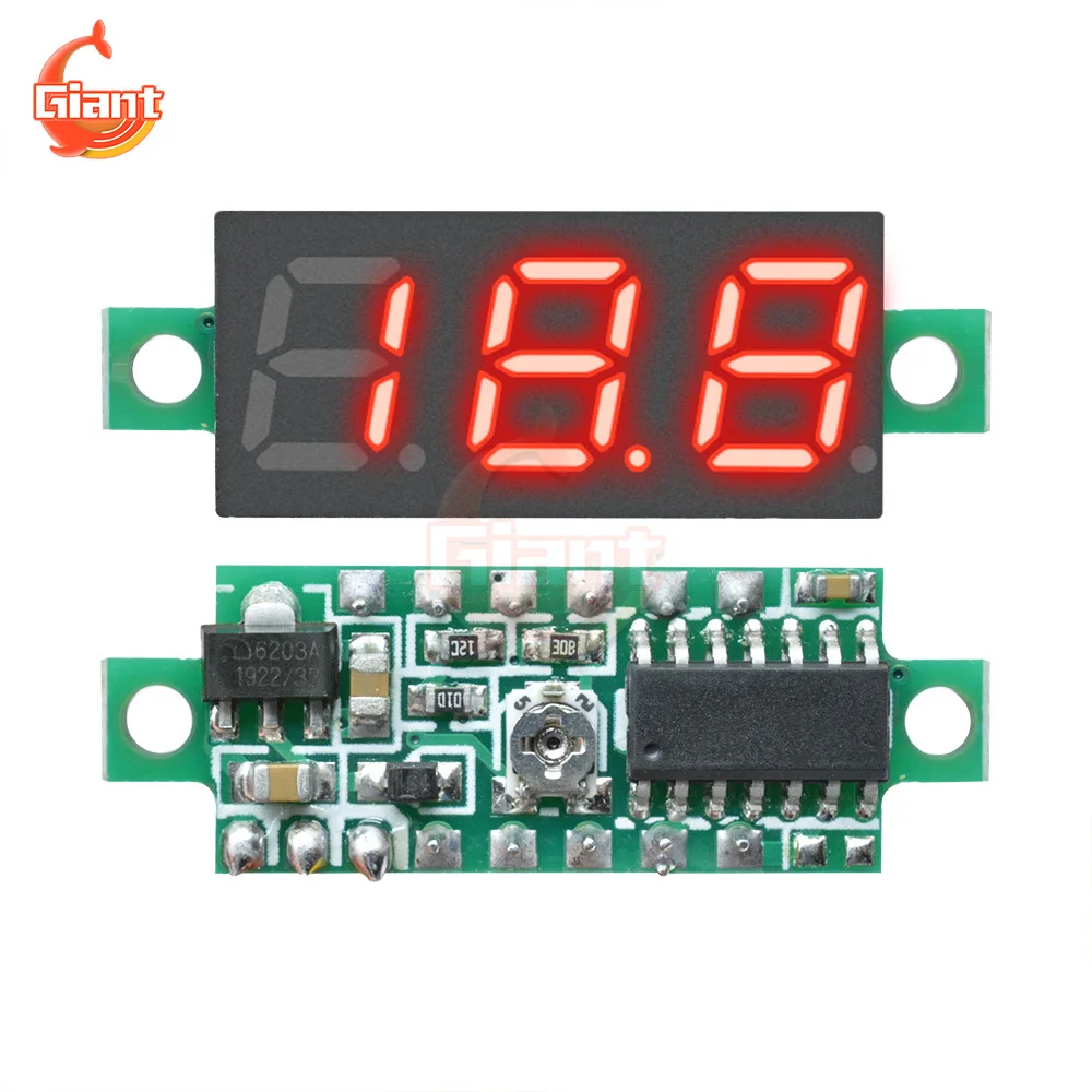 DC 0-100V 3-wire Digital Voltmeter 0.28 Inch LED Display Voltage Current Meter Tester Detector Red/Green/Blue/Yellow Panel Amp