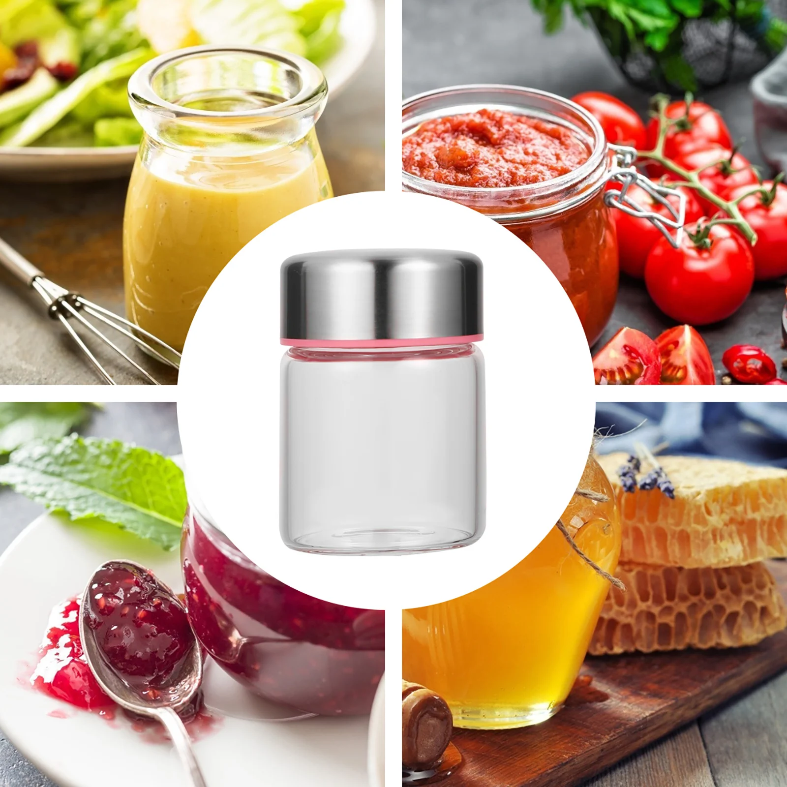 

2Pcs Glass Jam Jars with Sealing Lids Thickened Storage Containers for Food Preserves Kitchen Organization