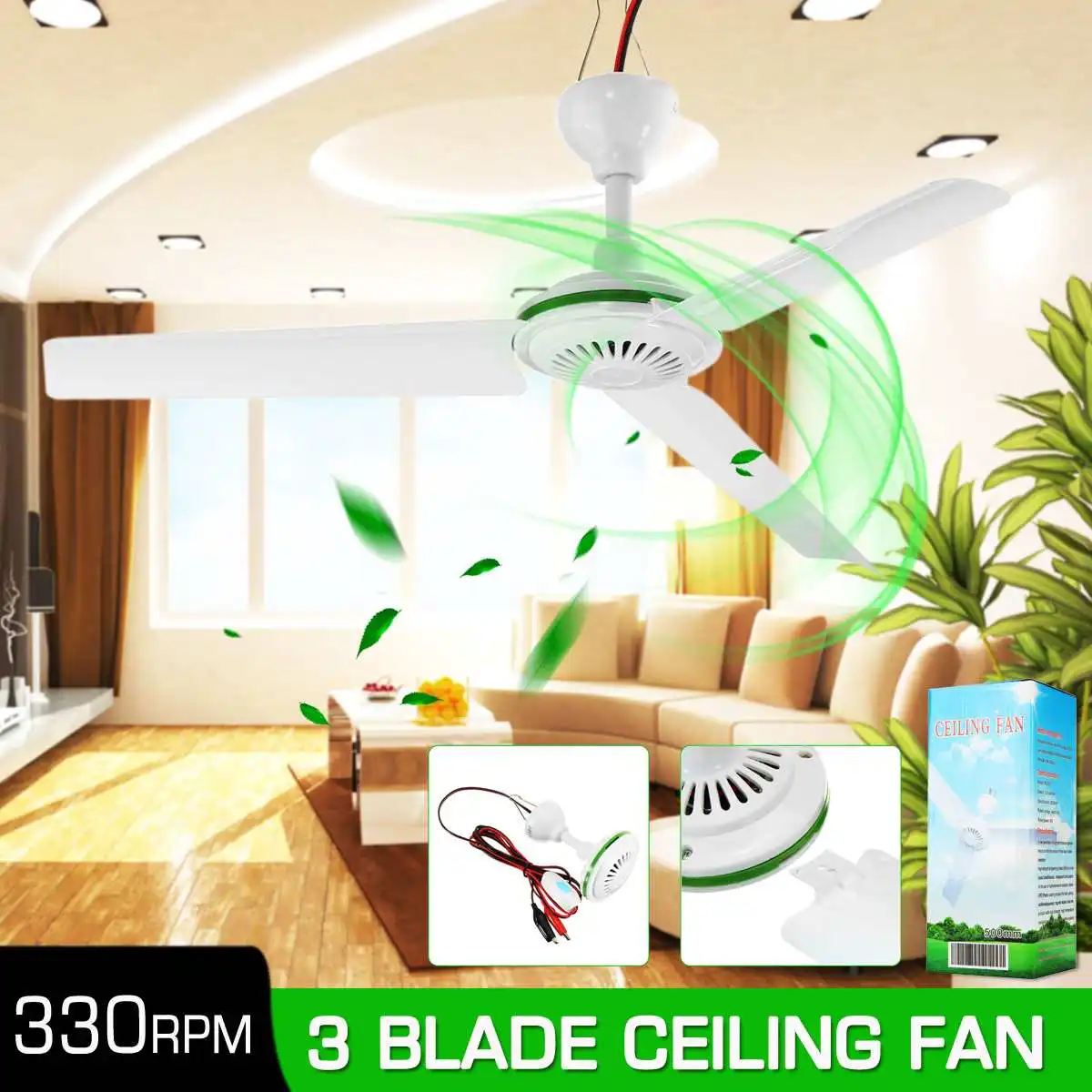 Environmental-friendly 12V 6W Solar Ceiling Fan Solar Powered Cooling Fans Small Air Conditioning Appliances Portable Ac