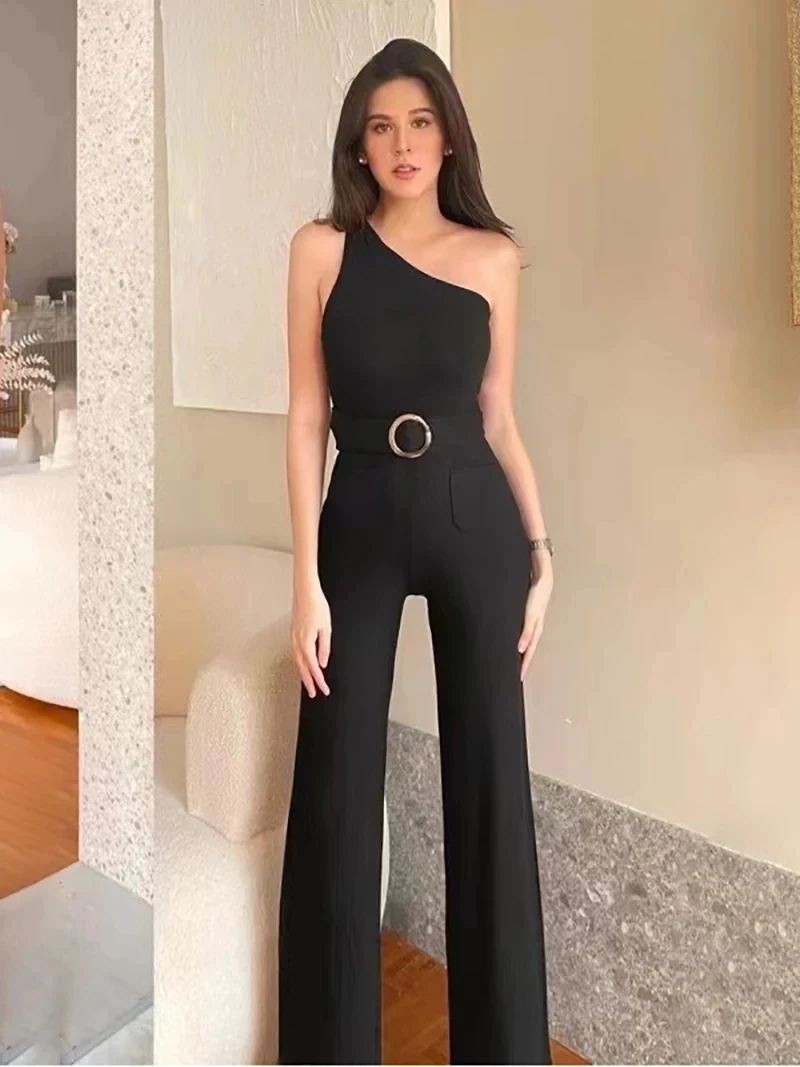 new spring summer office lady Fashion casual brand female women girls knitted wide leg jumpsuits clothing