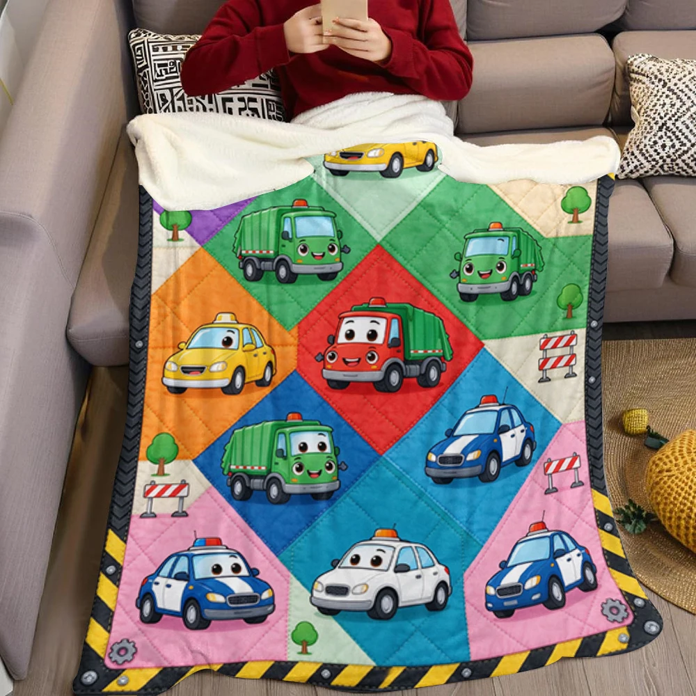 Taxi Fire Tow Ambulance Flannel Blanket Perfect for Sofa Office Bed Travel Sleep Read Relax Camping Four Season Use