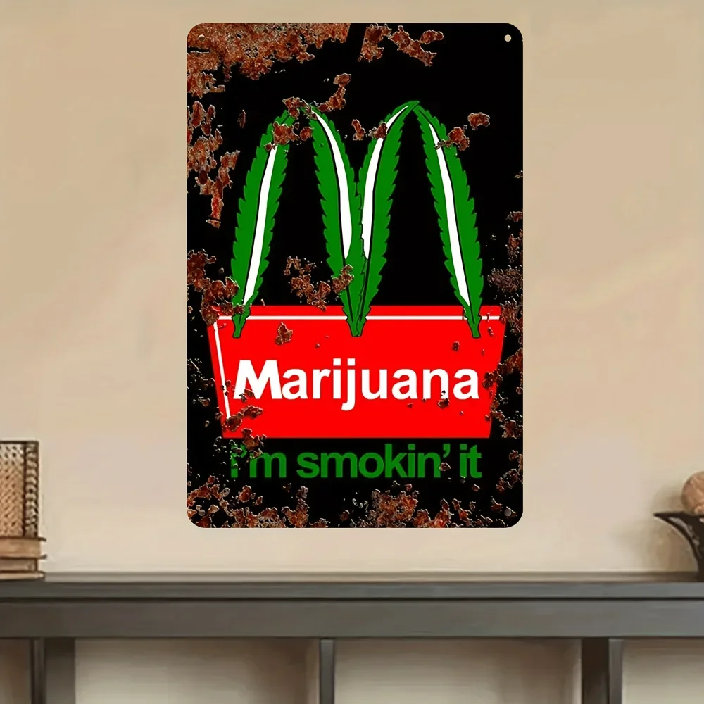 Letrero de aluminio Vintage California Weed, placa decorativa de marihuana, estilo Art Deco, multiusos, ambientes urbanos, tema de aluminio