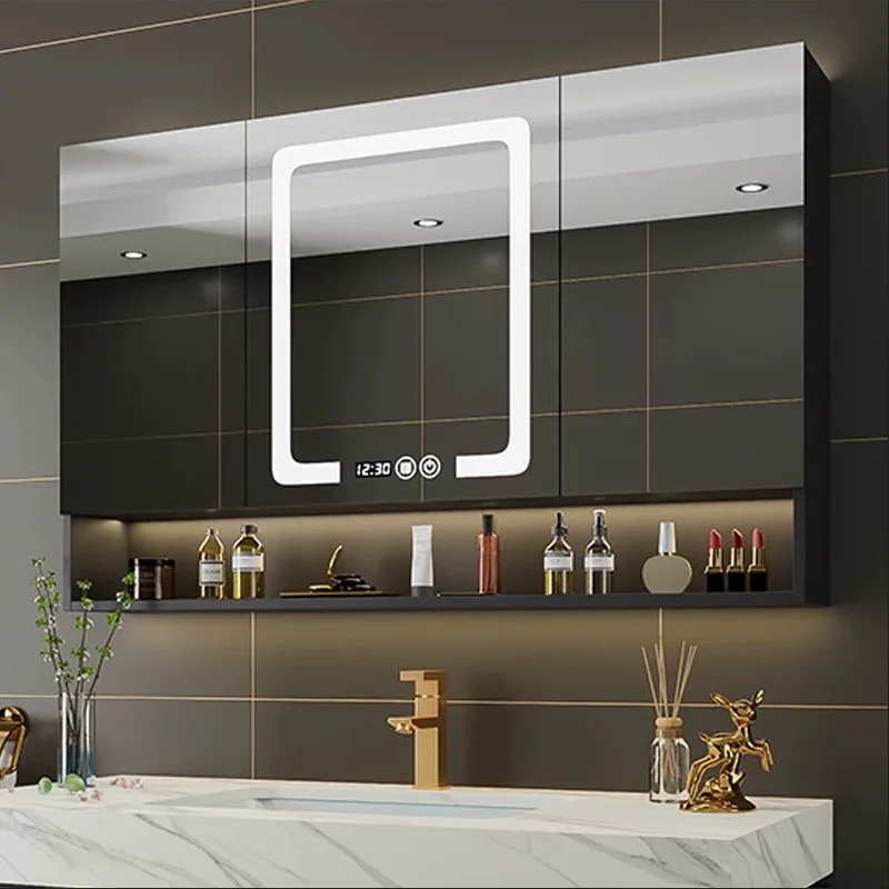 Luxury Black Mirror Cabinets Modern Smart Storage Hanging Shower Mirror Cabinets Makeup Mueble Con Espejo Bedroom Furniture Set