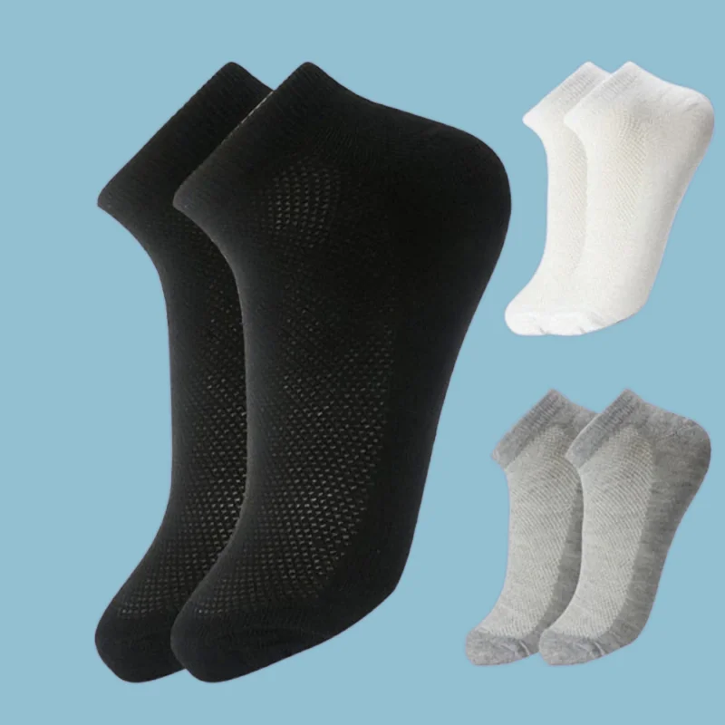 

5/10/20 Pairs Short Ankle Elastic Solid Color Fashion Mesh Cotton Unisex Casual Boat Socks High Quality Breathable Men's Socks