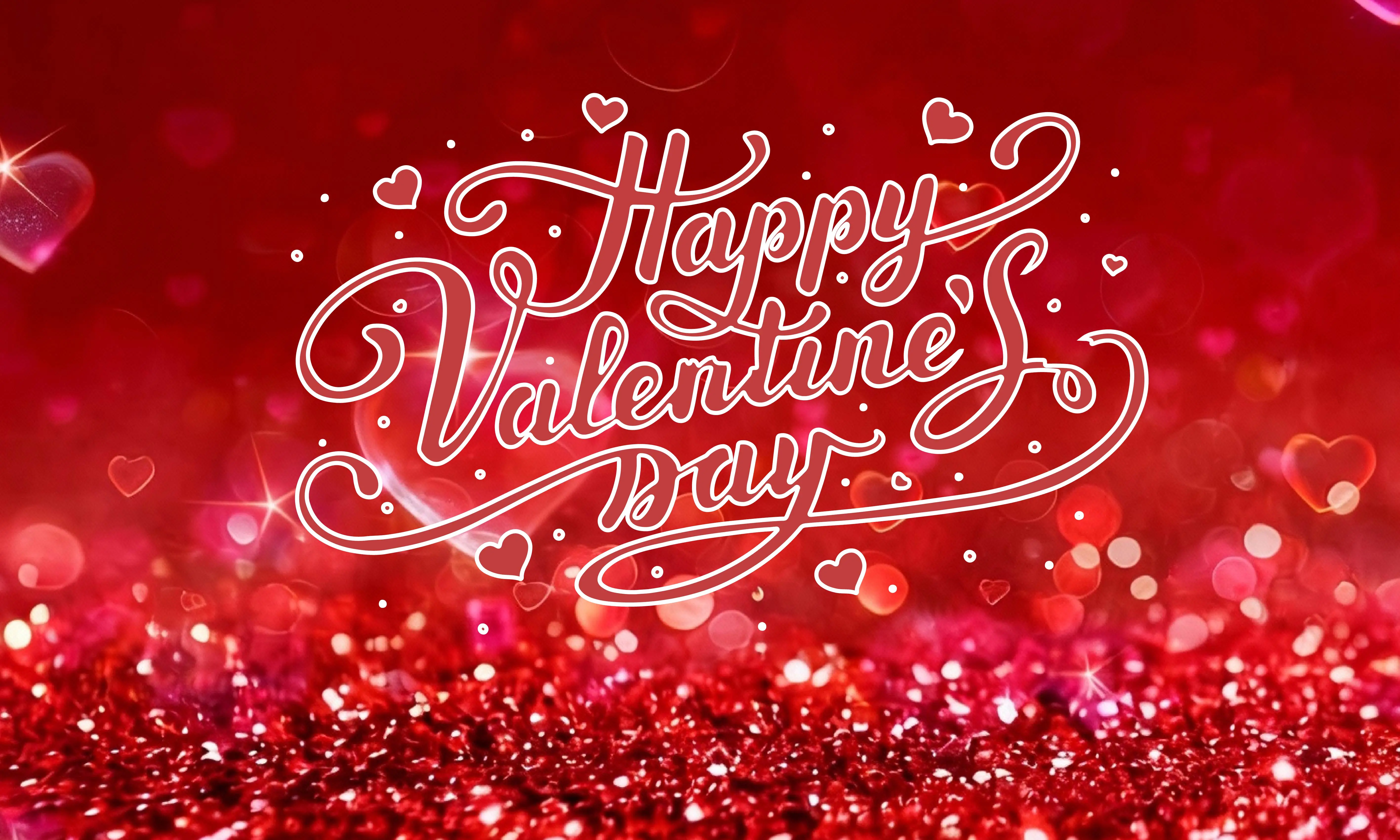 Happy Valentine's Day 2026 Decorations Romantic Glitter Red Pink Heart Wall Art Polka Dot Stripe Heart Party Decor Couple Greeti