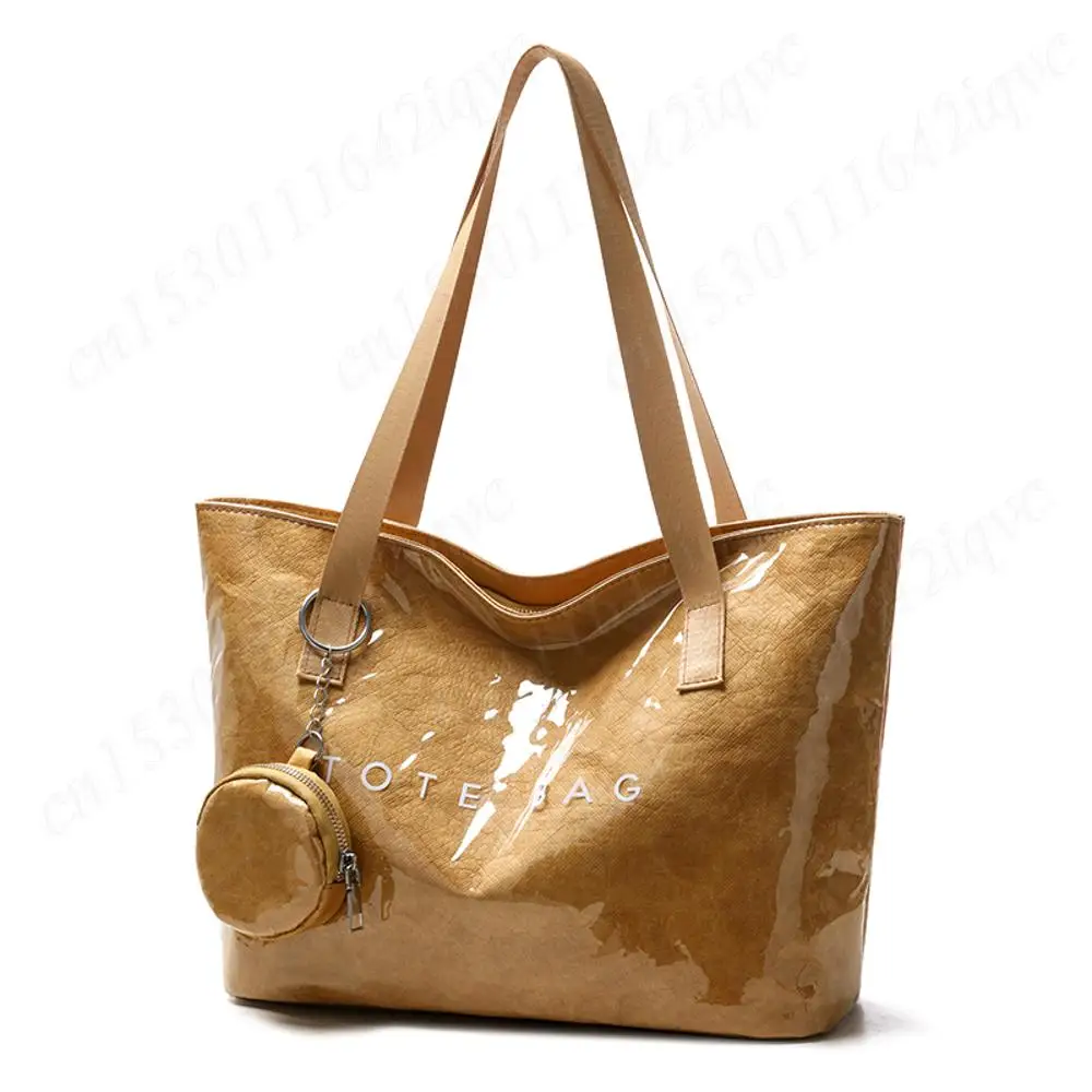 

PVC Simple Top Handle Handbag with Small wallet Large Capacity Waterproof Jelly Tote Bag Casual Matching Clutch Shoulder Bags