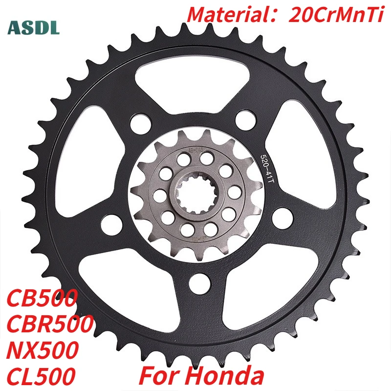 520 Chain Front 15T Rear 41T Motorcycle Sprocket For Honda CB500 CB 500 2019-2024 CBR500 R/RA NX500 CL500 20CrMnTi Gear Wheel