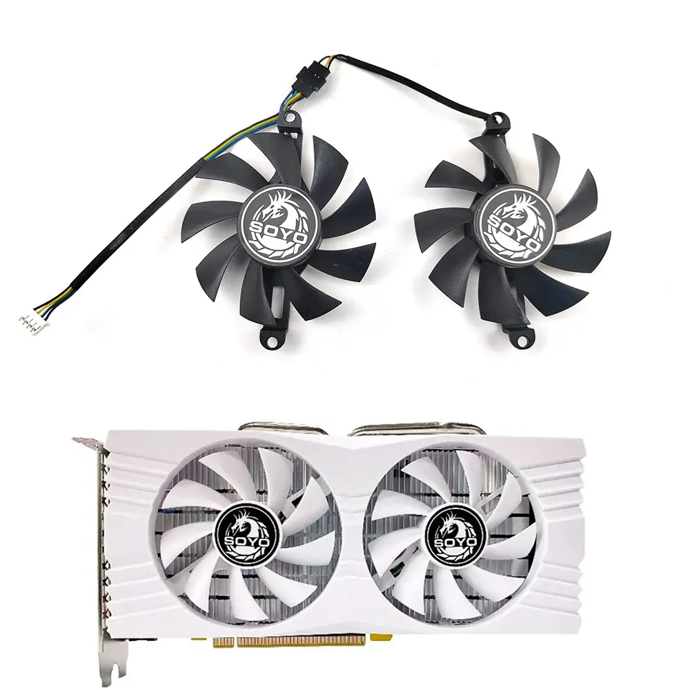 

New GPU 75MM 4PIN RX580 replacement fan for SOYO AMD RX580 8GB graphics card gaming GDDR5 256-bit graphics card fan replacement