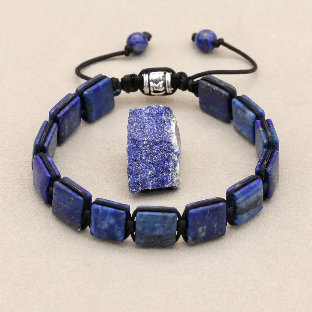 10MM Lapis Lazuli Natural Stone Braided Bracelet & Bangle Punk Man Women Friendship Charm Bangle Bracelet Handmade Jewelry